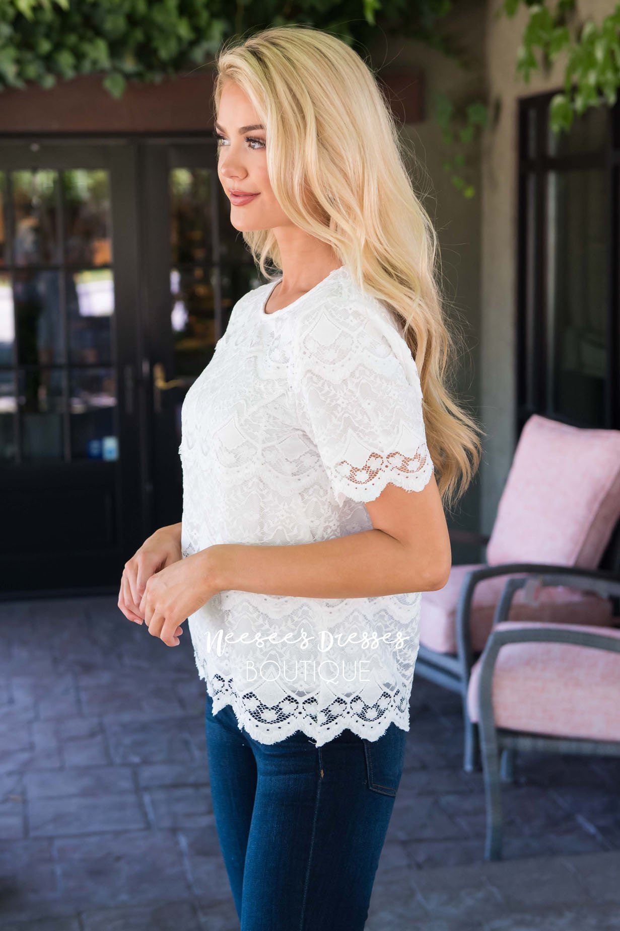 A Delicate Statement Lace Top Modest Dresses vendor-unknown 