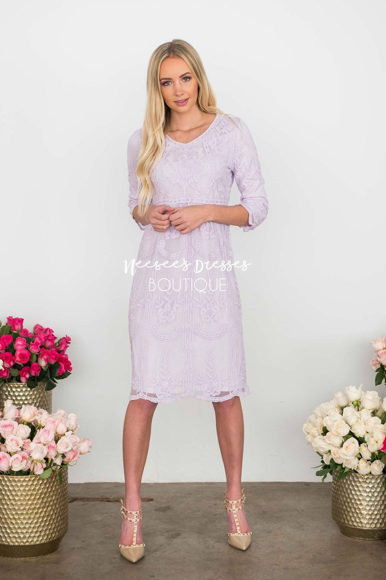 Day Dreamer Lace Dress in Lavender Modest Dresses vendor-unknown 