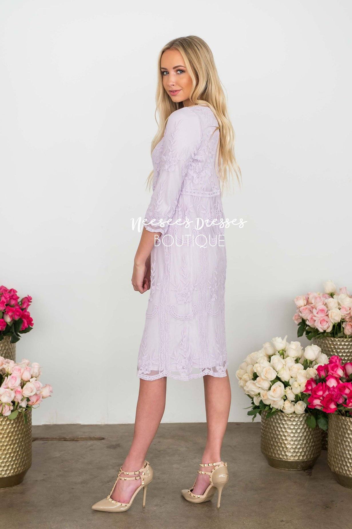 Day Dreamer Lace Dress in Lavender Modest Dresses vendor-unknown 