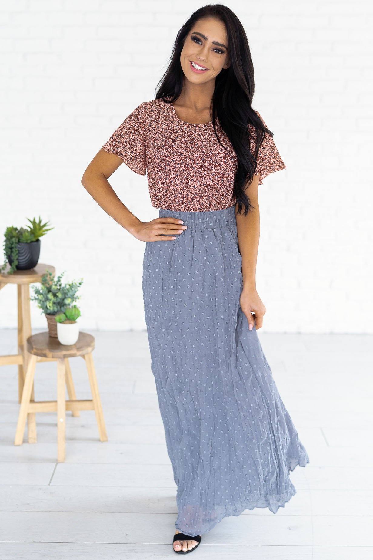 Spring Garden Swiss Dot Skirt Modest Dresses vendor-unknown 