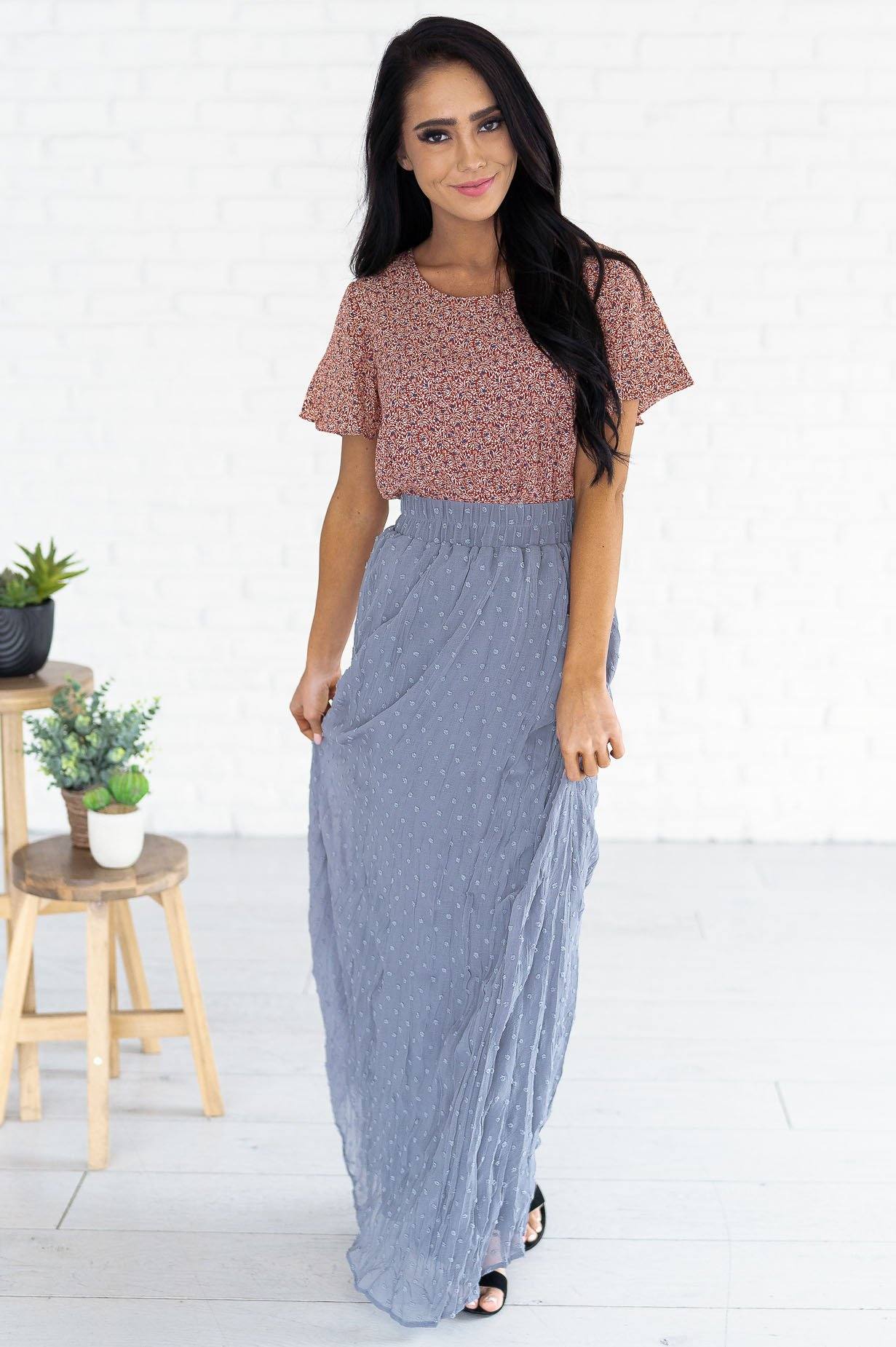 Spring Garden Swiss Dot Skirt Modest Dresses vendor-unknown 