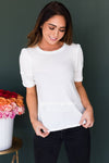 Let it Be Cuff Sleeve Top Tops vendor-unknown