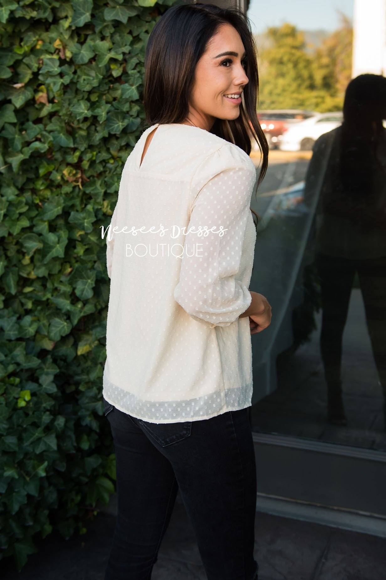 Let's Be Friends Swiss Dot Blouse Tops vendor-unknown 