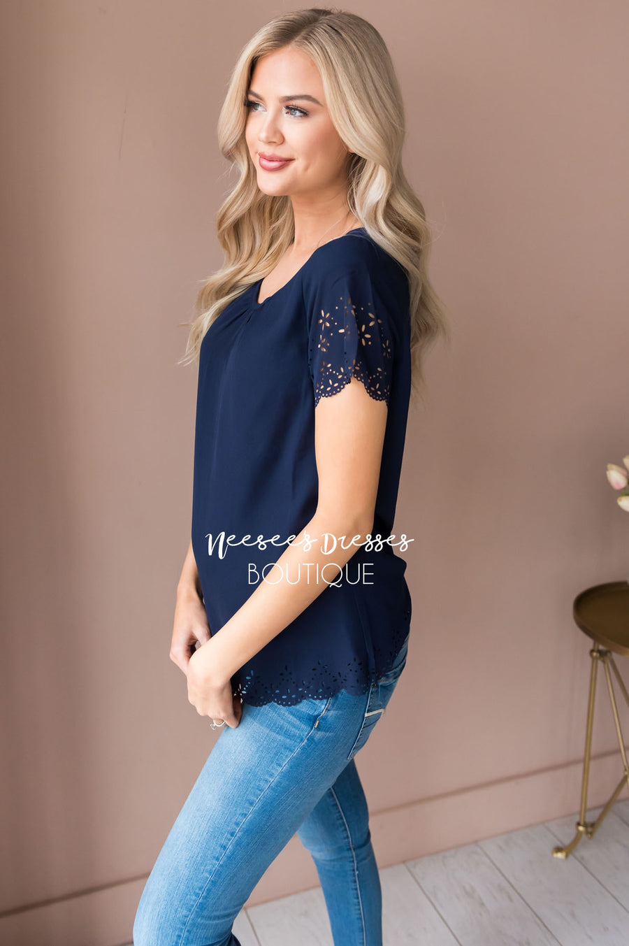 Living In The Moment Modest Eyelet Blouse Modest Dresses vendor-unknown 