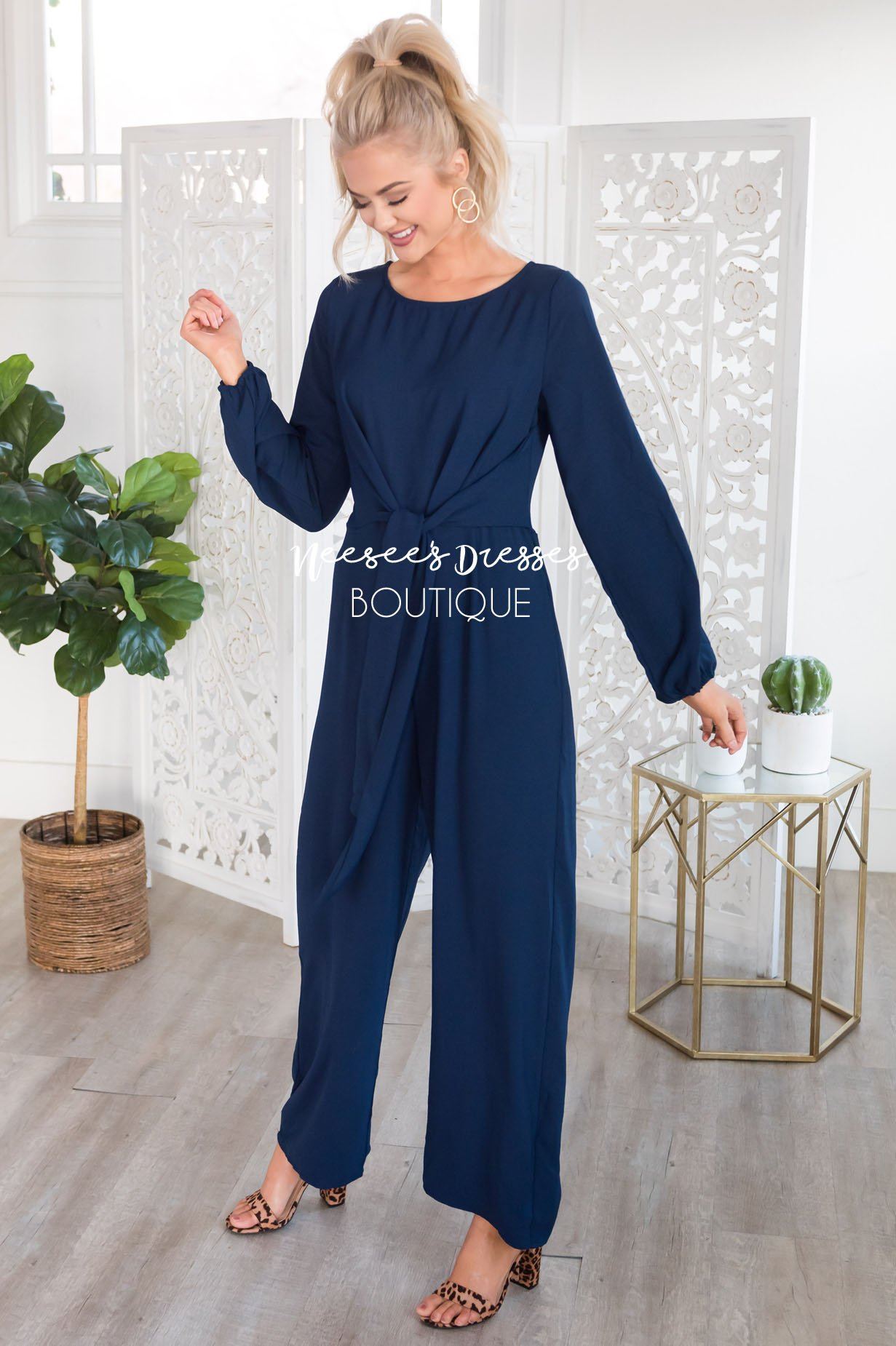 The Lolo Navy Jumpsuit Modest Dresses vendor-unknown 