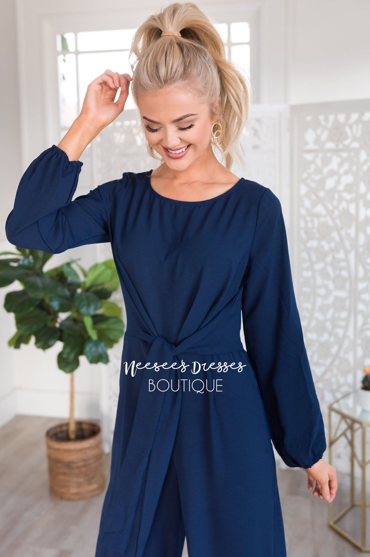The Lolo Navy Jumpsuit Modest Dresses vendor-unknown 