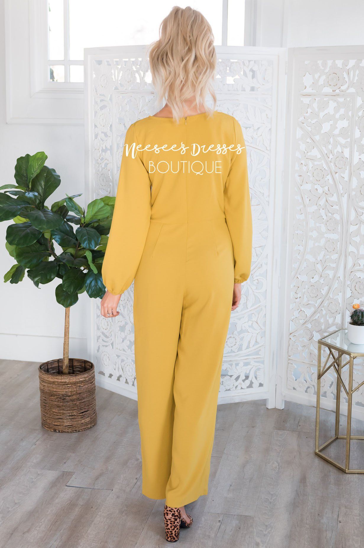 The Lolo Mustard Jumpsuit Modest Dresses vendor-unknown 