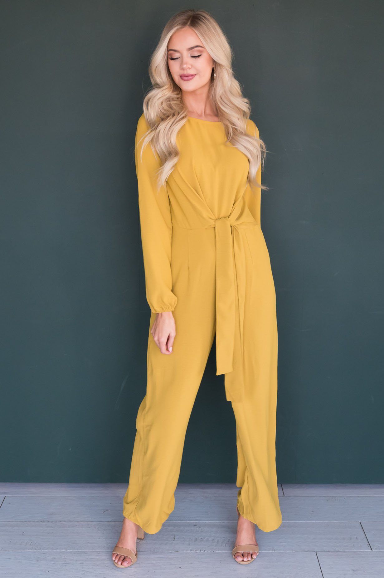 The Lolo Mustard Jumpsuit Modest Dresses vendor-unknown 
