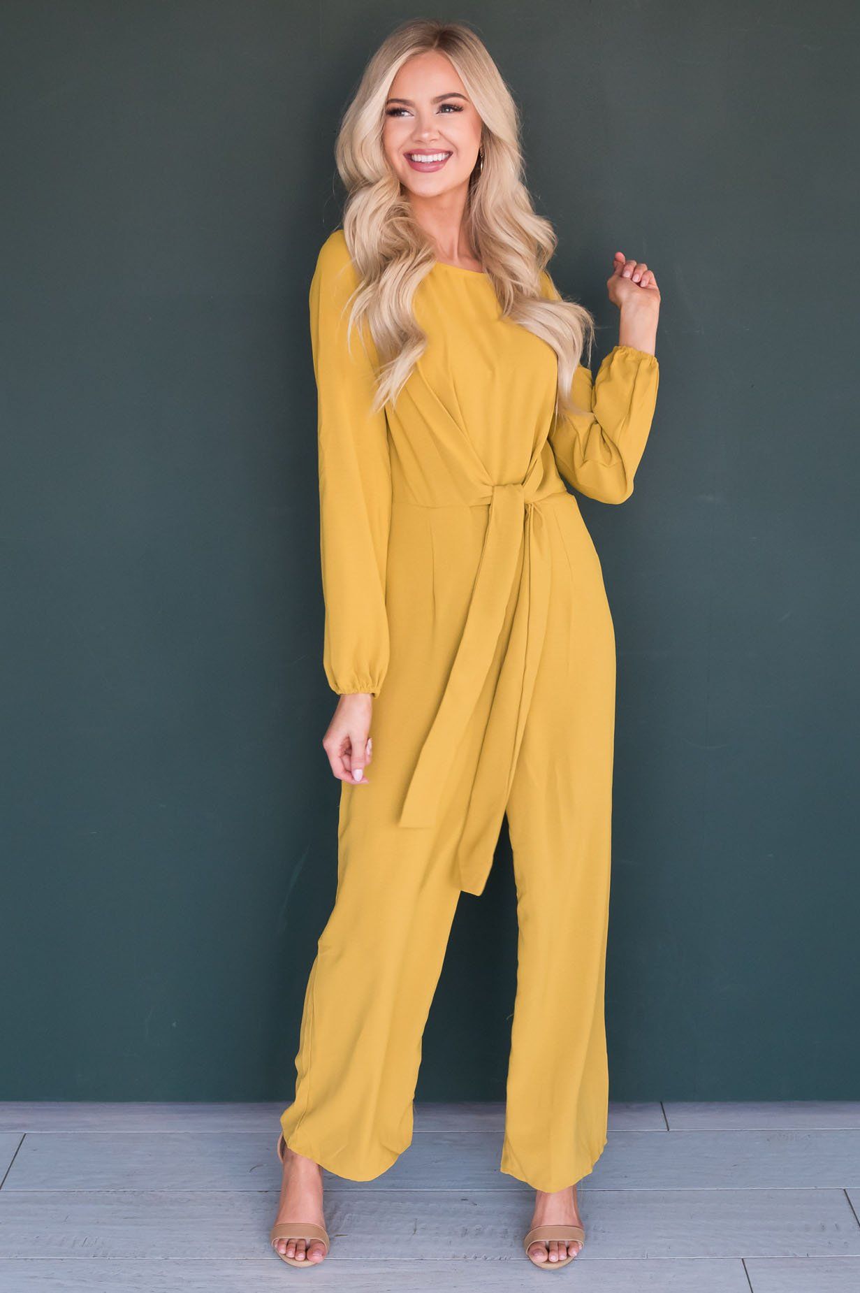 The Lolo Mustard Jumpsuit Modest Dresses vendor-unknown 