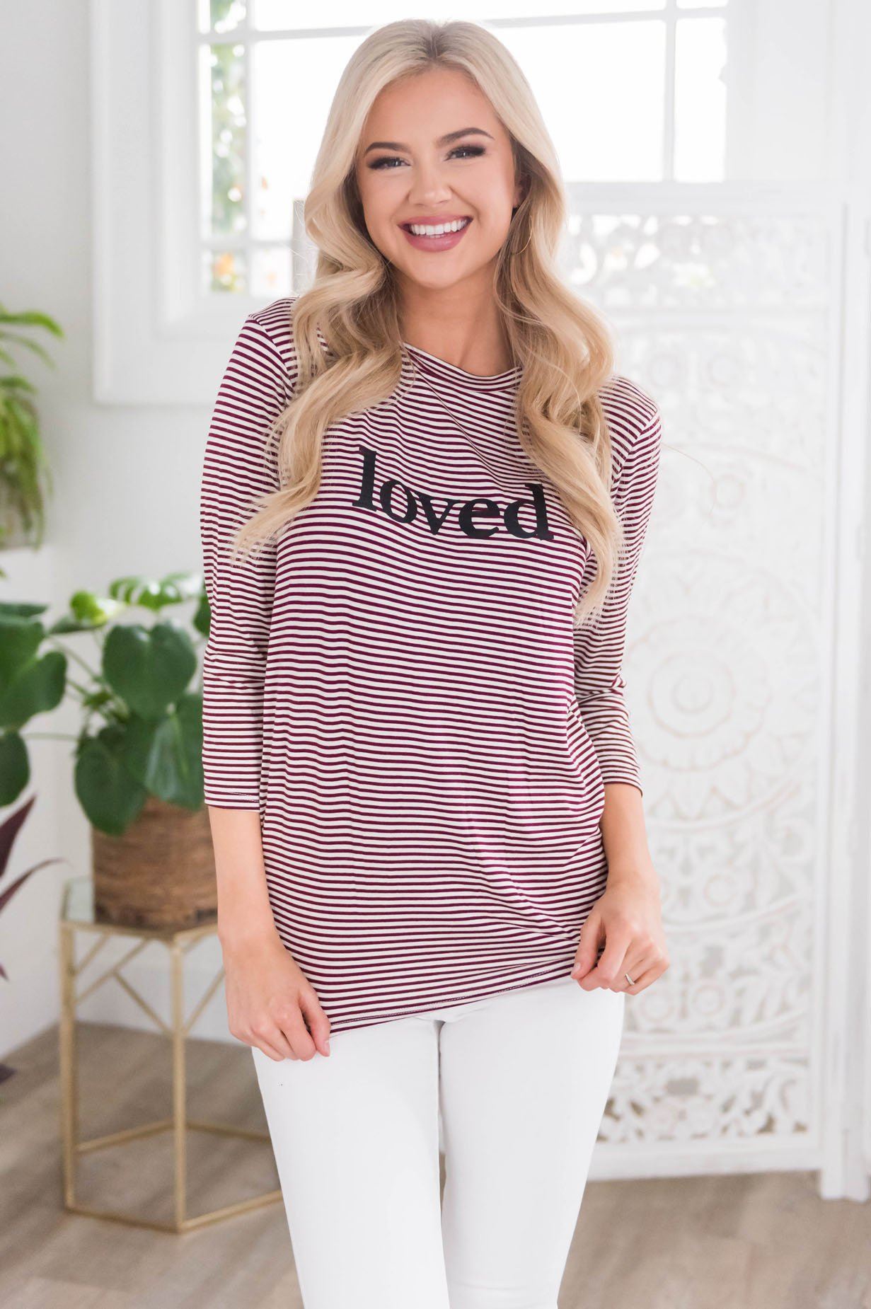 Loved Modest 3/4 Length Sleeve Tee Tops vendor-unknown 