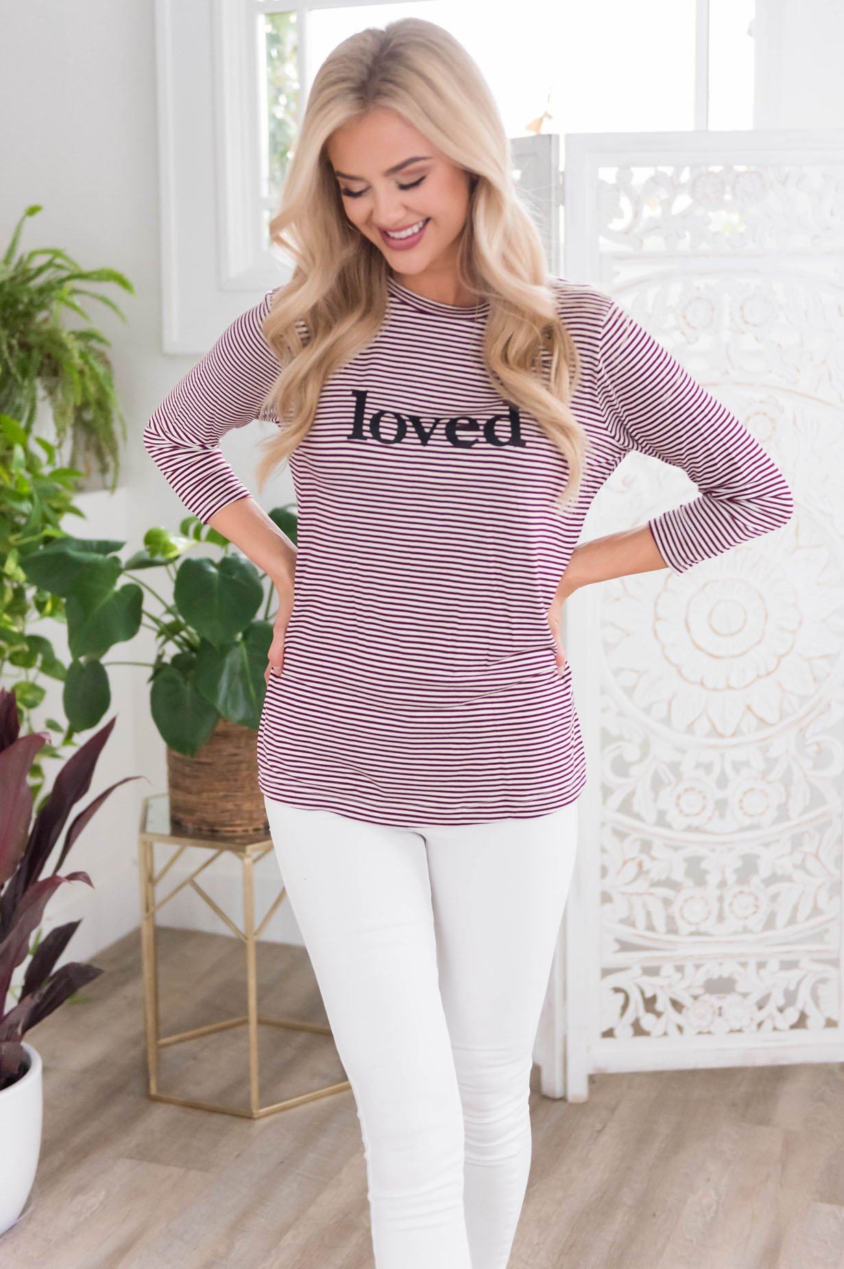 Loved Modest 3/4 Length Sleeve Tee Tops vendor-unknown 