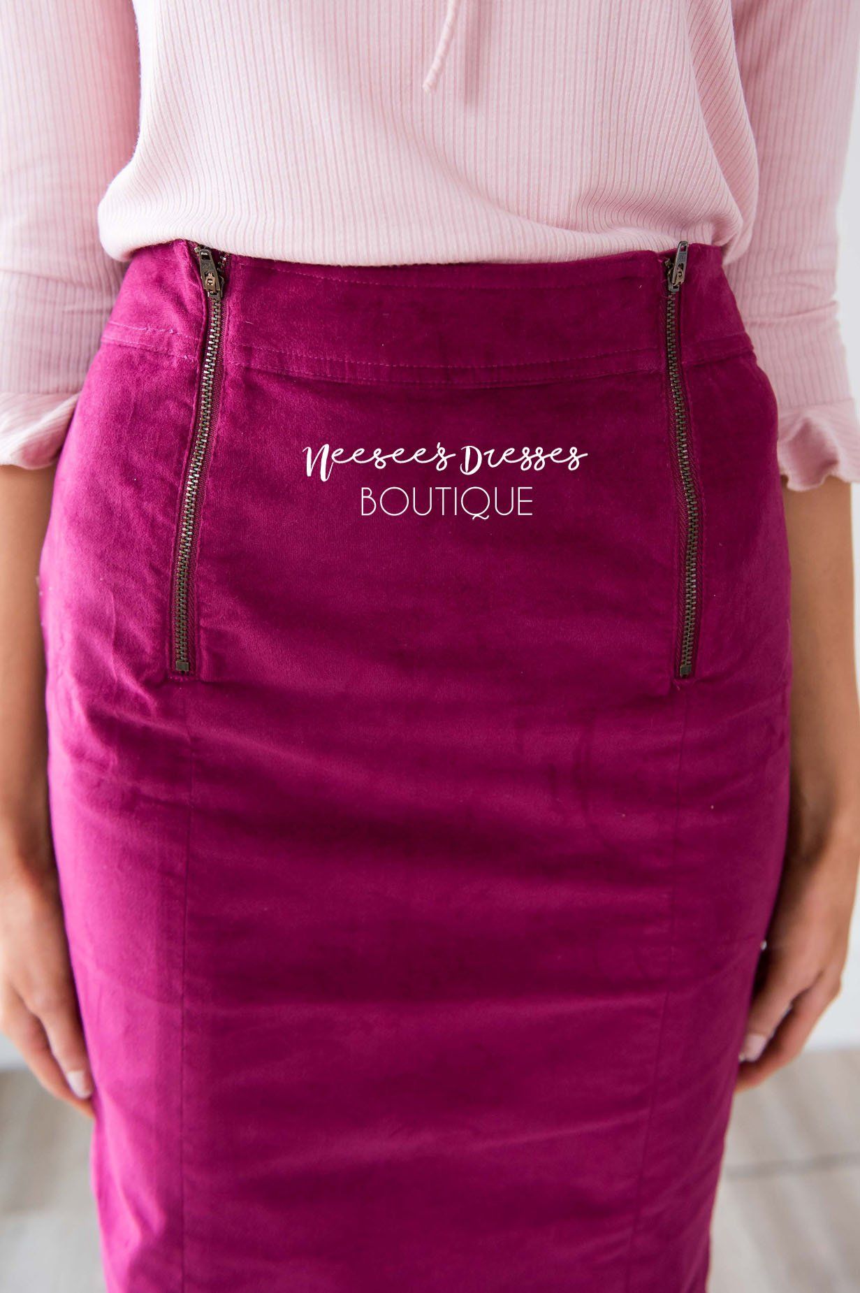 Zipper Detail Pencil Skirt Skirts vendor-unknown 