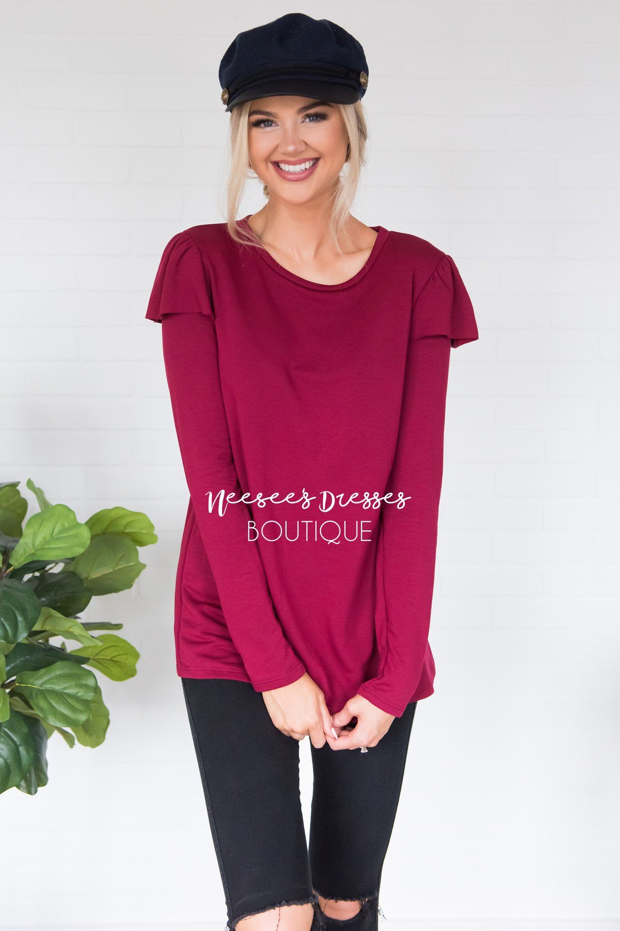 You're So Beautiful Ruffle Sleeve Top Modest Dresses vendor-unknown 