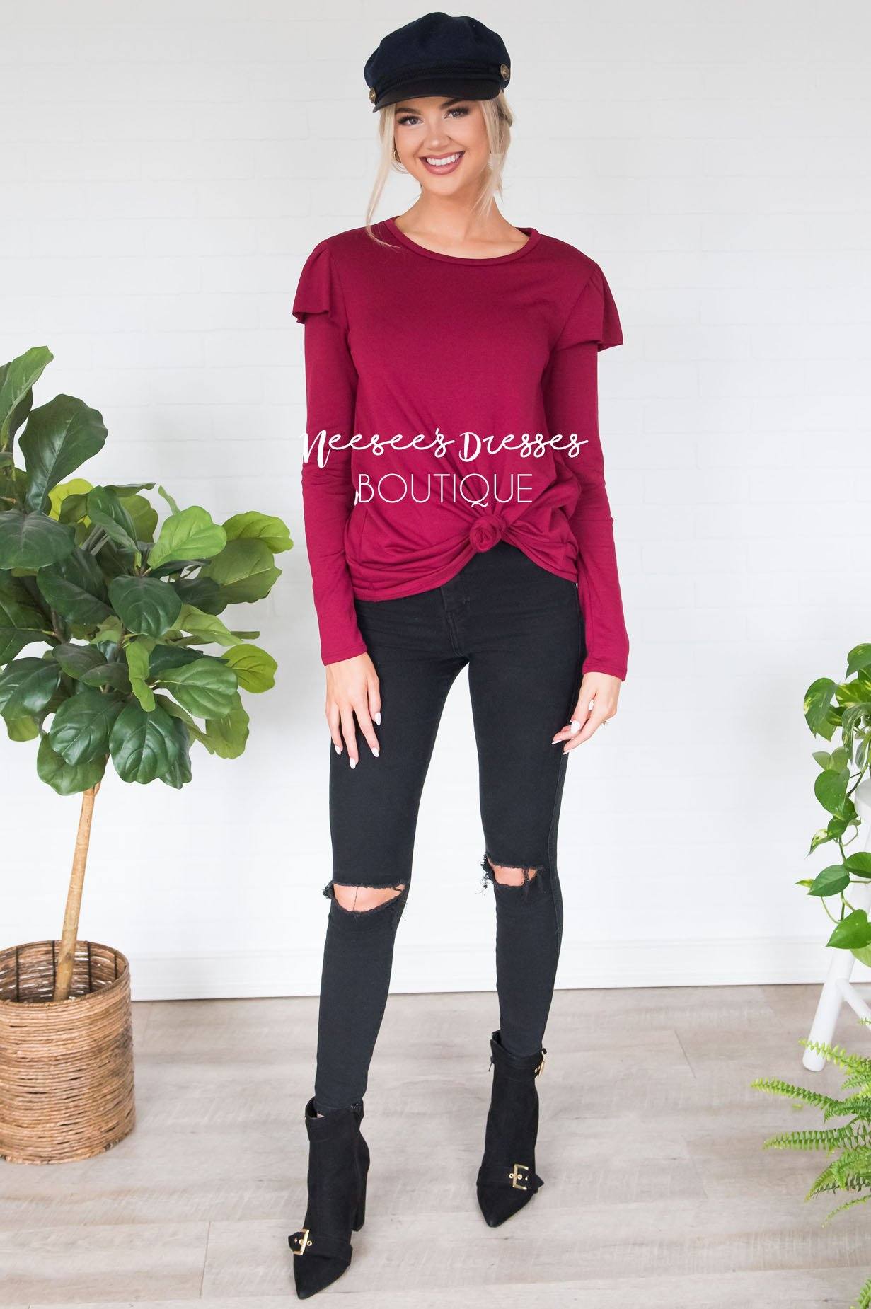 You're So Beautiful Ruffle Sleeve Top Modest Dresses vendor-unknown 