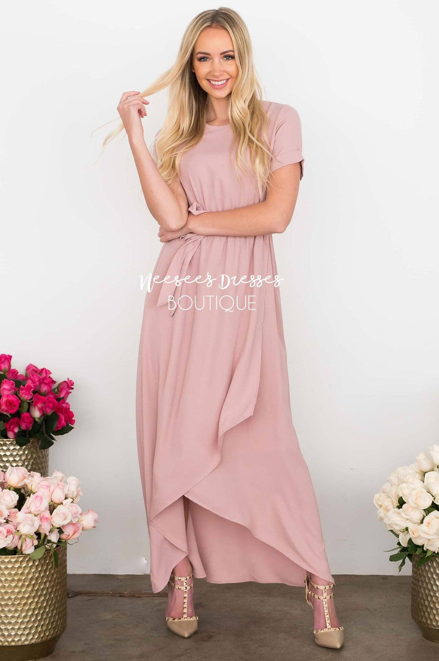 The Maleah Modest Dresses vendor-unknown Dusty Pink S 