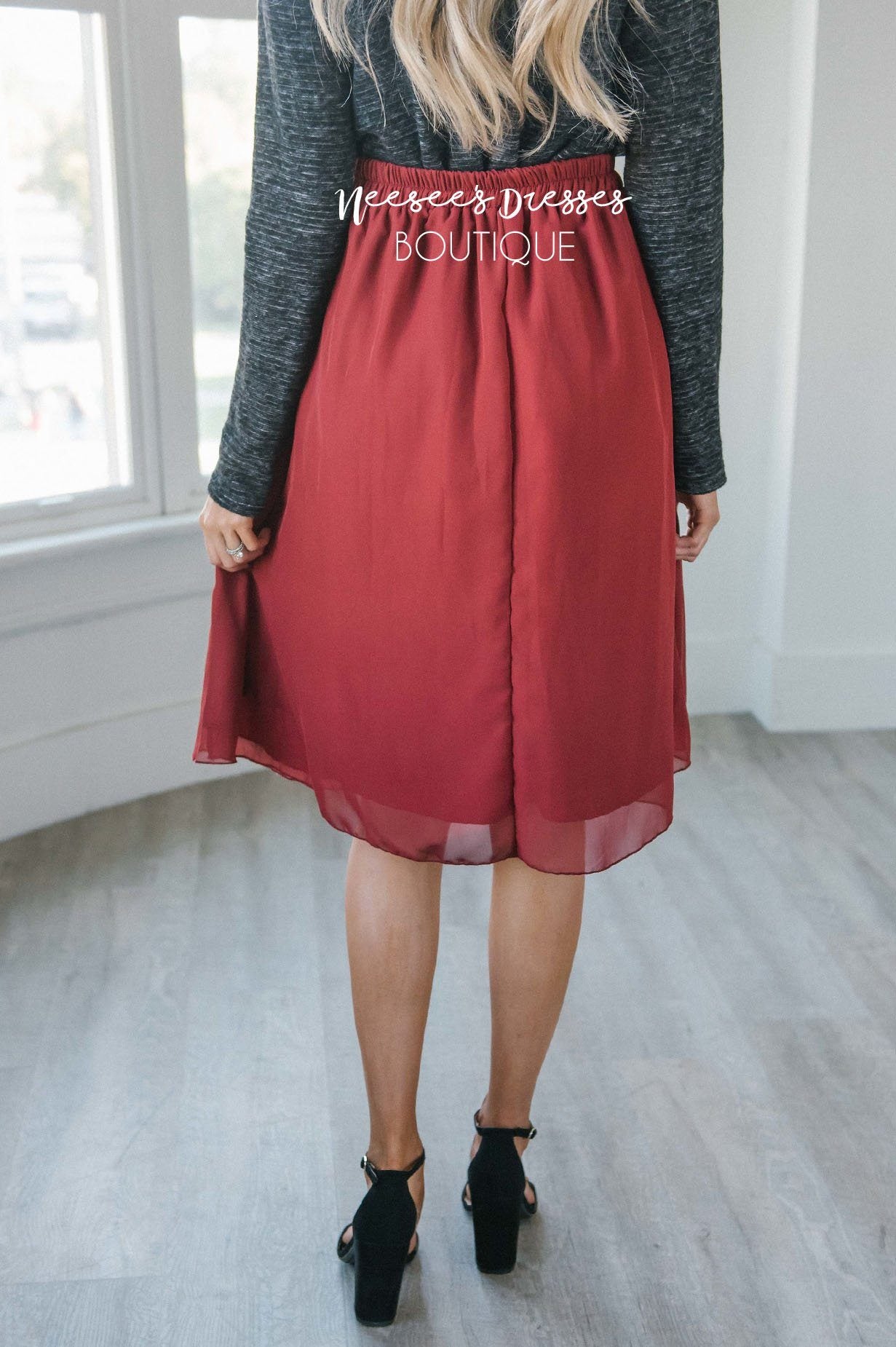 Deep Rust Chiffon Skirt Skirts vendor-unknown 