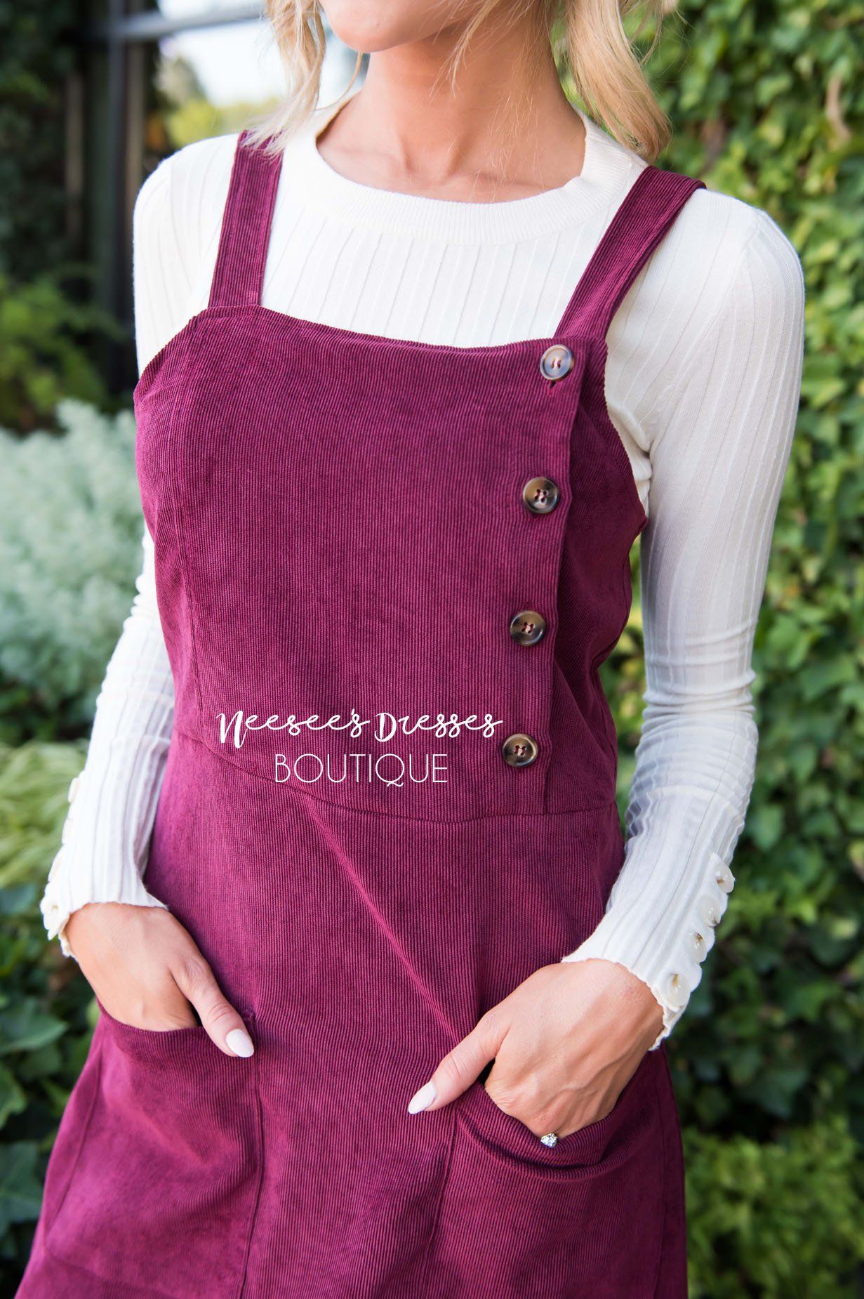 The Lennon Corduroy Overall Dress Modest Dresses vendor-unknown 