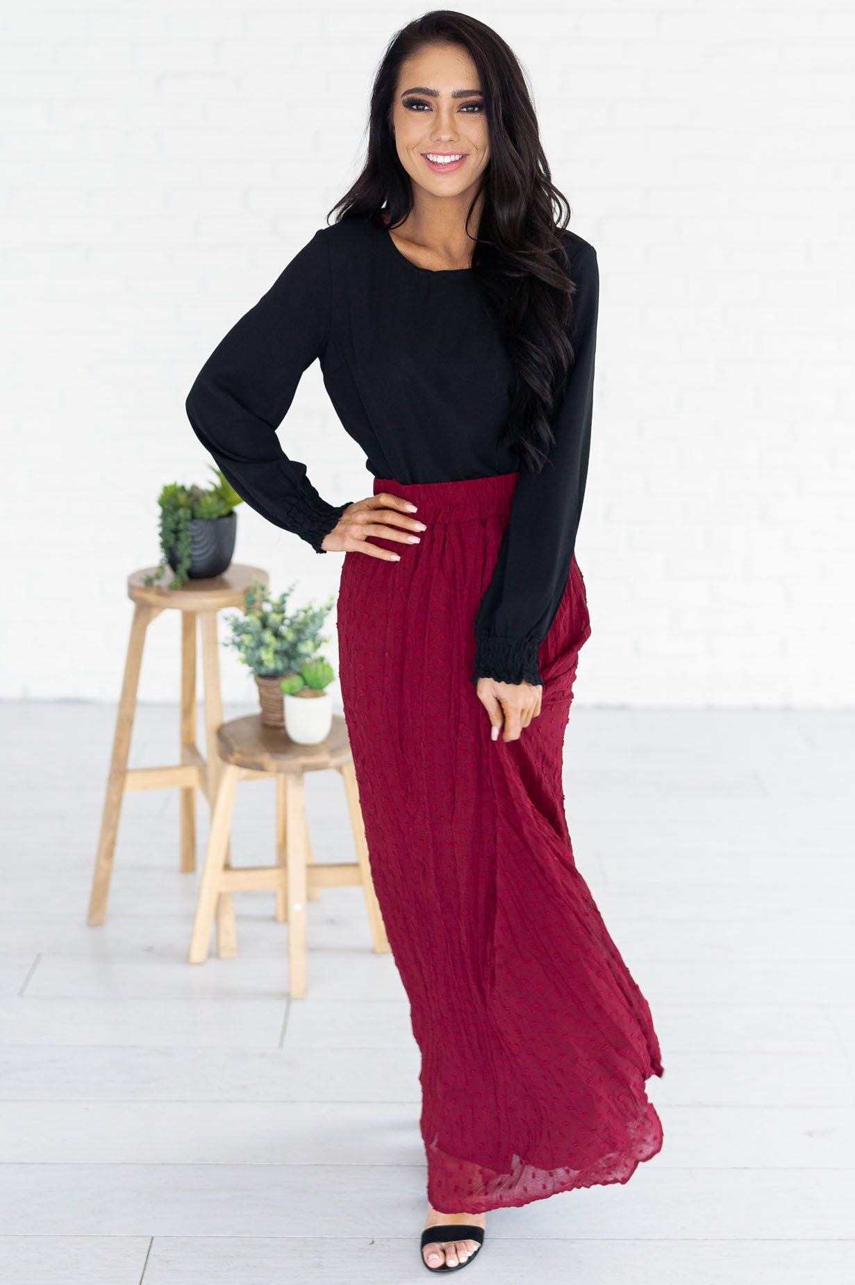 Spring Garden Swiss Dot Skirt Modest Dresses vendor-unknown 