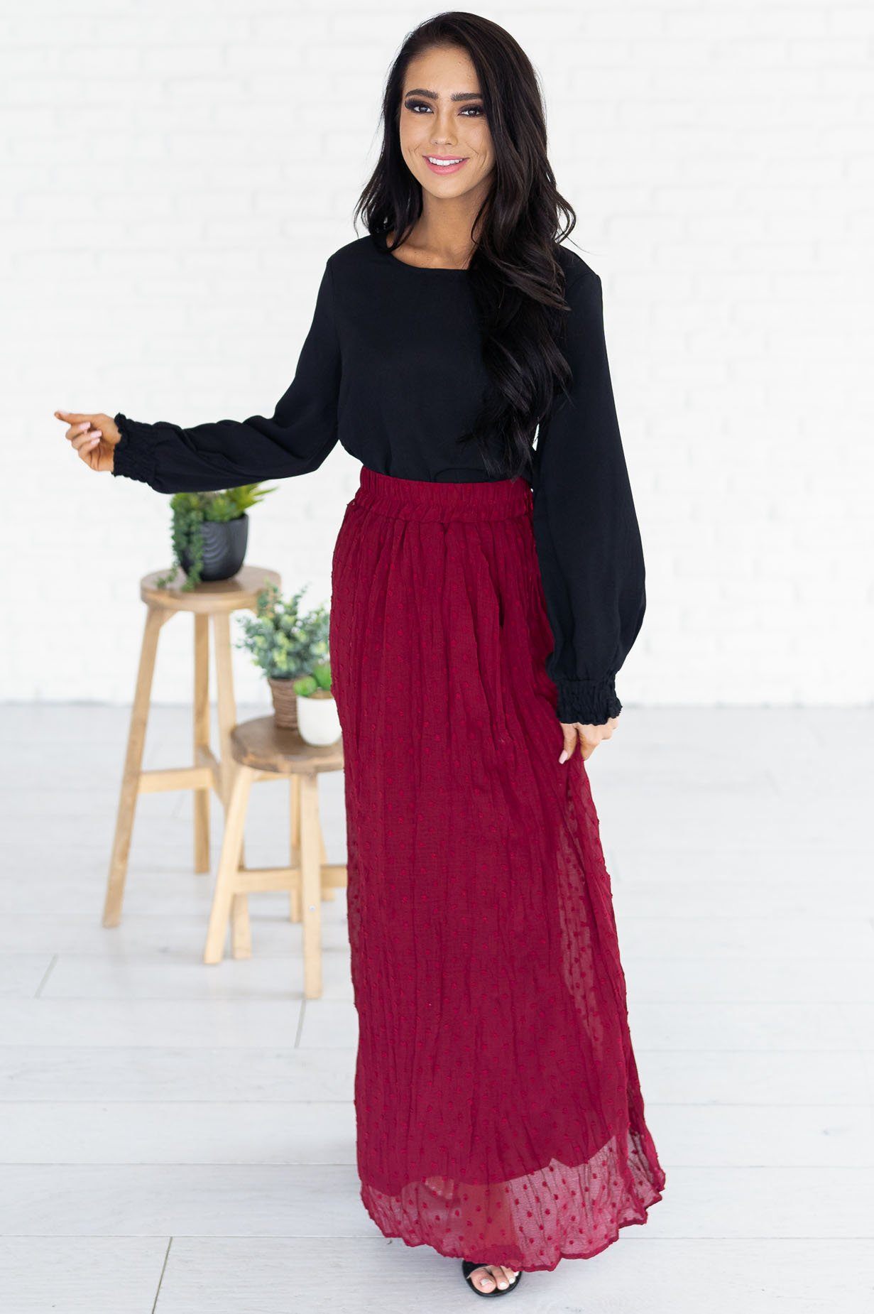 Spring Garden Swiss Dot Skirt Modest Dresses vendor-unknown 