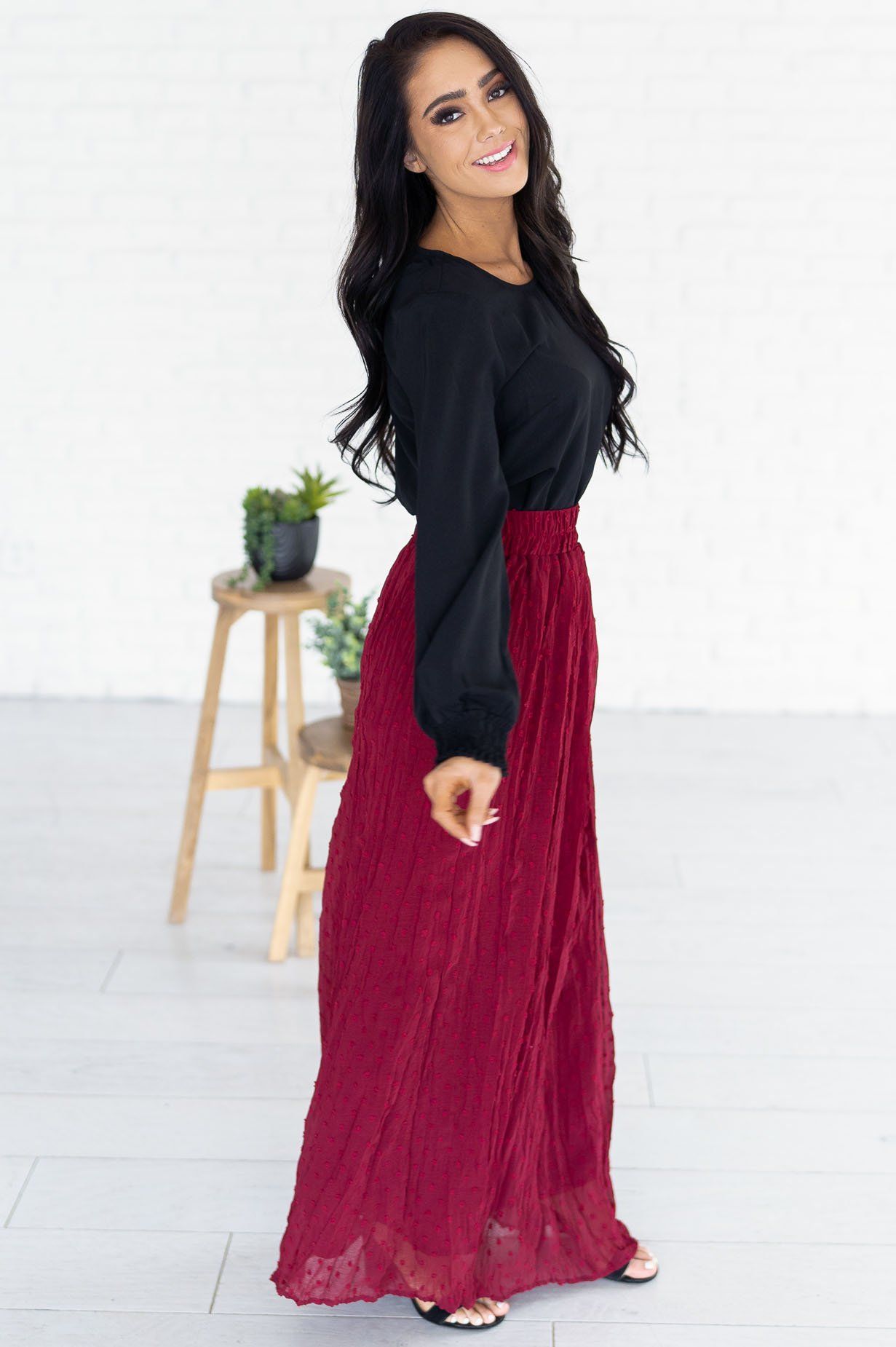 Spring Garden Swiss Dot Skirt Modest Dresses vendor-unknown 