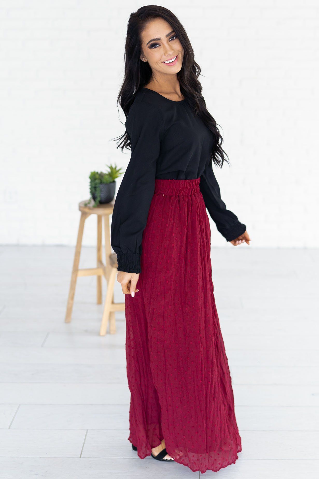 Spring Garden Swiss Dot Skirt Modest Dresses vendor-unknown 