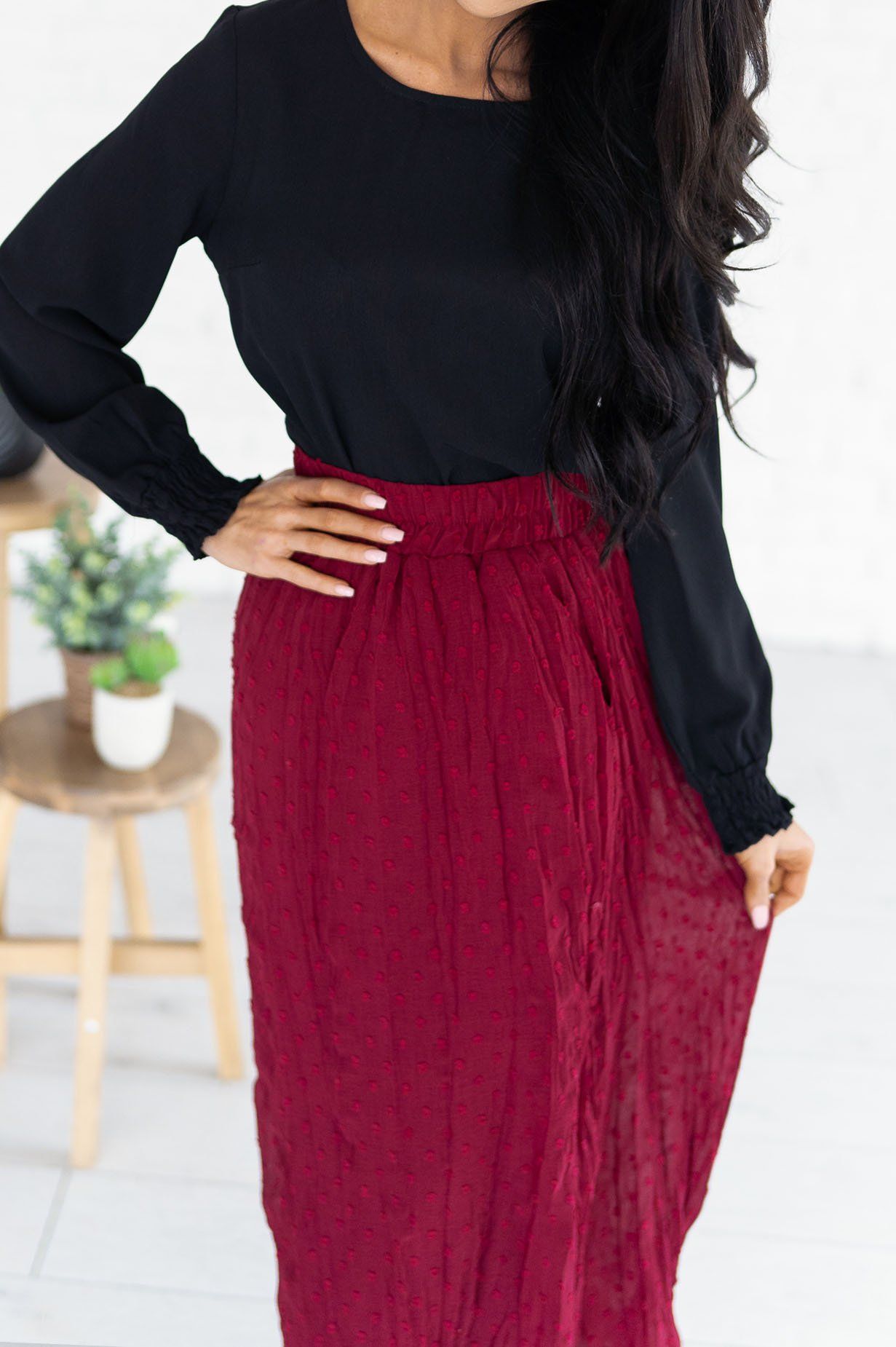 Spring Garden Swiss Dot Skirt Modest Dresses vendor-unknown 