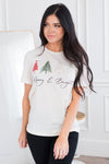 Merry & Bright Christmas Trees Modest Graphic Tee Modest Dresses vendor-unknown