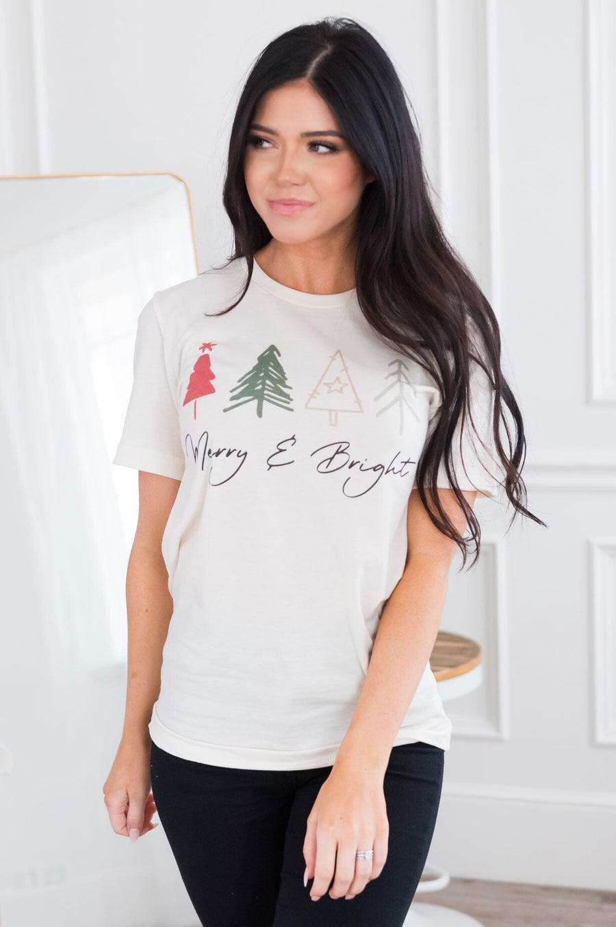 Merry & Bright Christmas Trees  Modest Graphic Tee