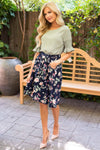 Midnight Flower Garden Tie Front Skirt Modest Dresses vendor-unknown