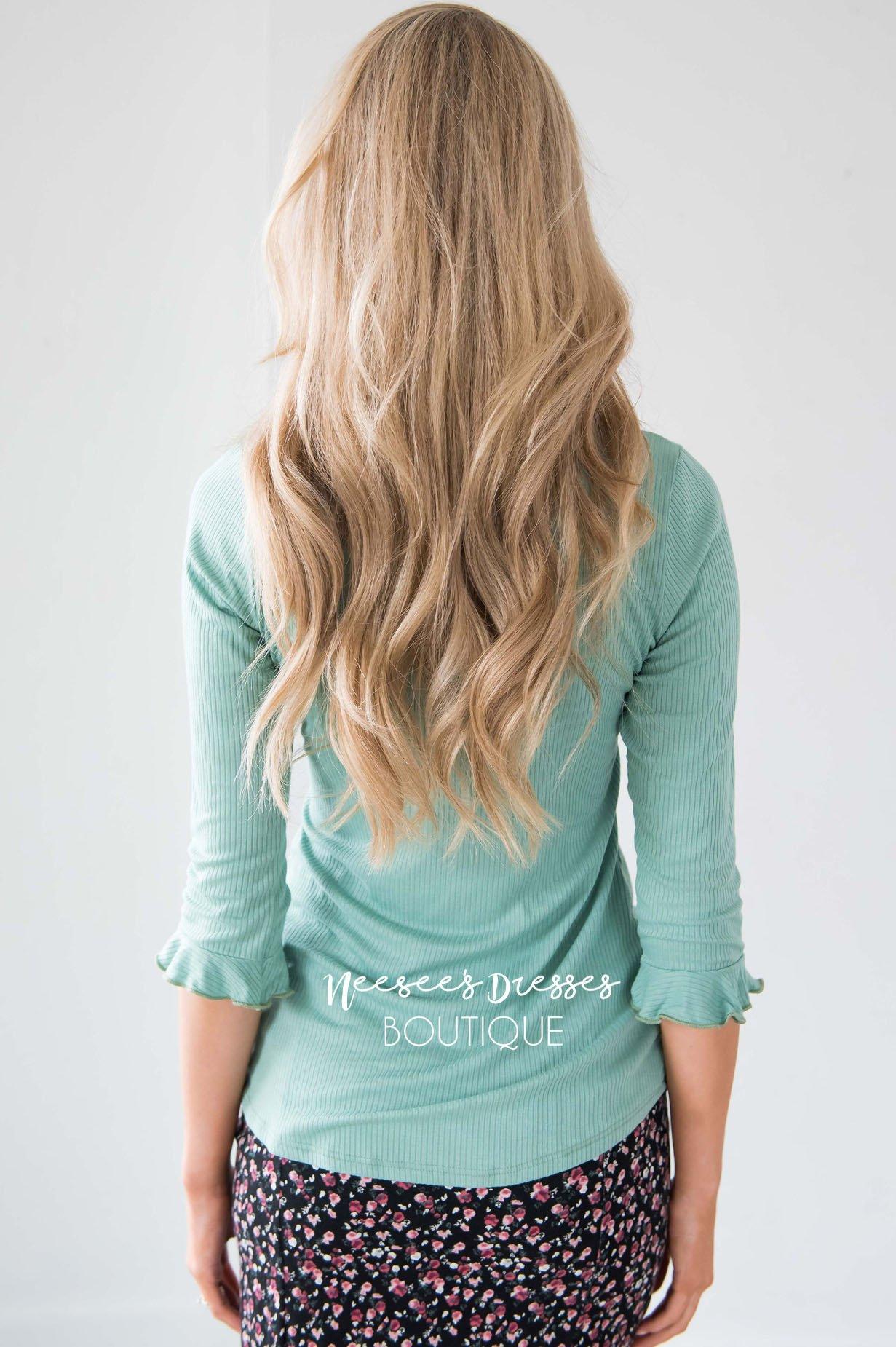 Ruffle Tie Neck Bell Sleeve Top Tops vendor-unknown 