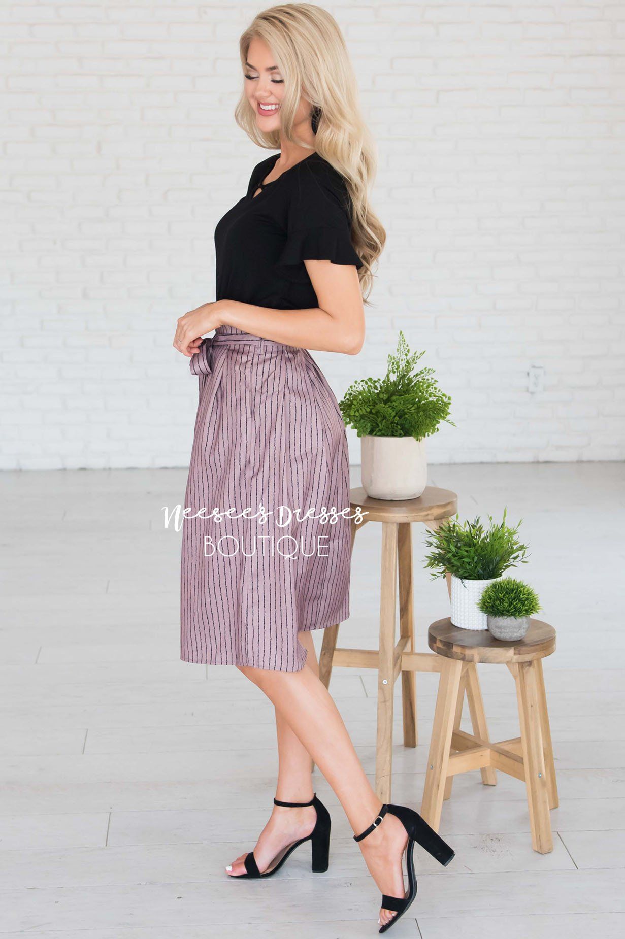 Forever Stylish Tie Waist Skirt Modest Dresses vendor-unknown 