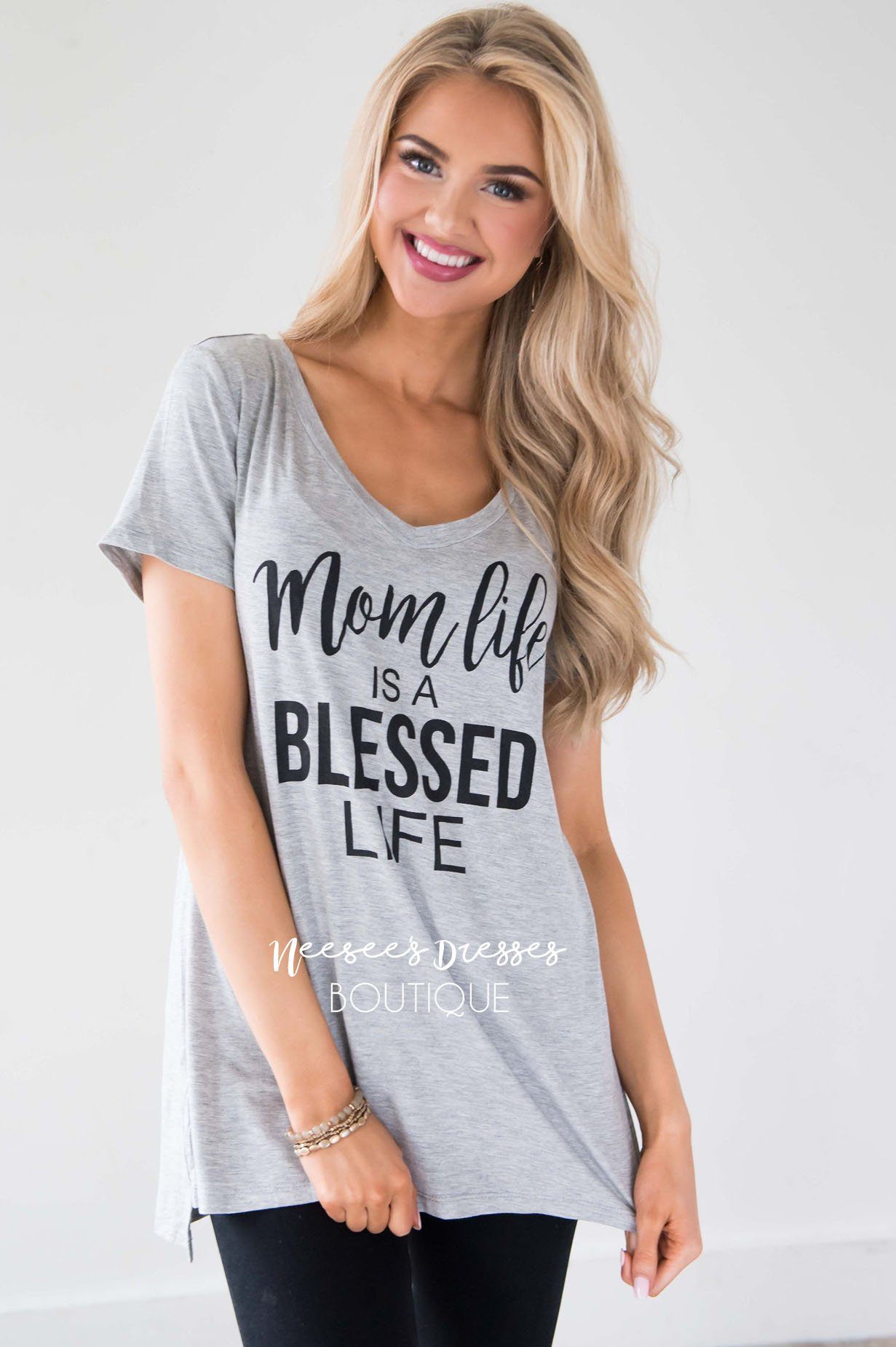 Mom Life is a Blessed Life Top Tops vendor-unknown 