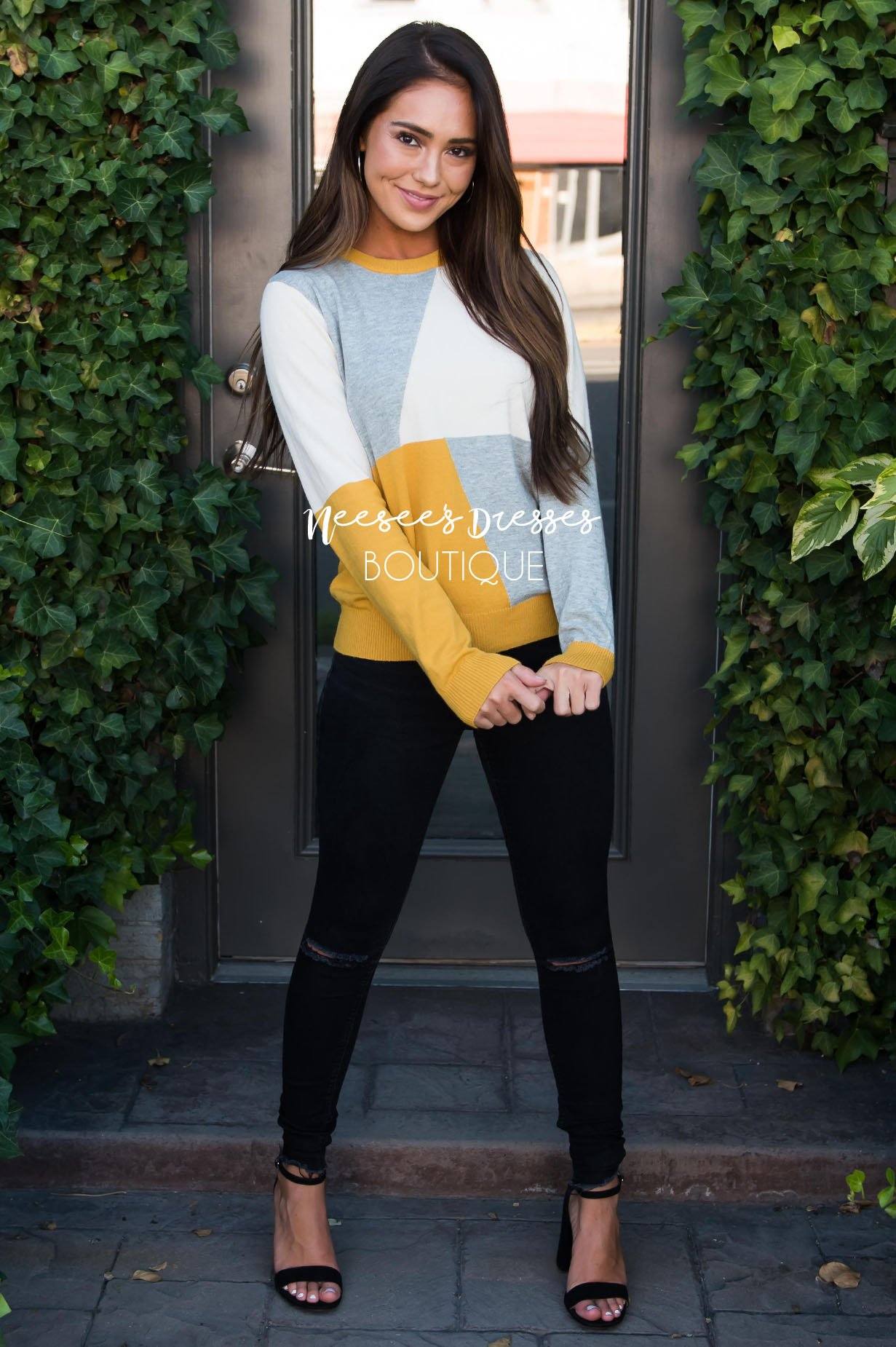 Pay it Forward block sweater Tops vendor-unknown 