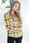 Steady My Soul Plaid Button Up Hoodie Tops vendor-unknown