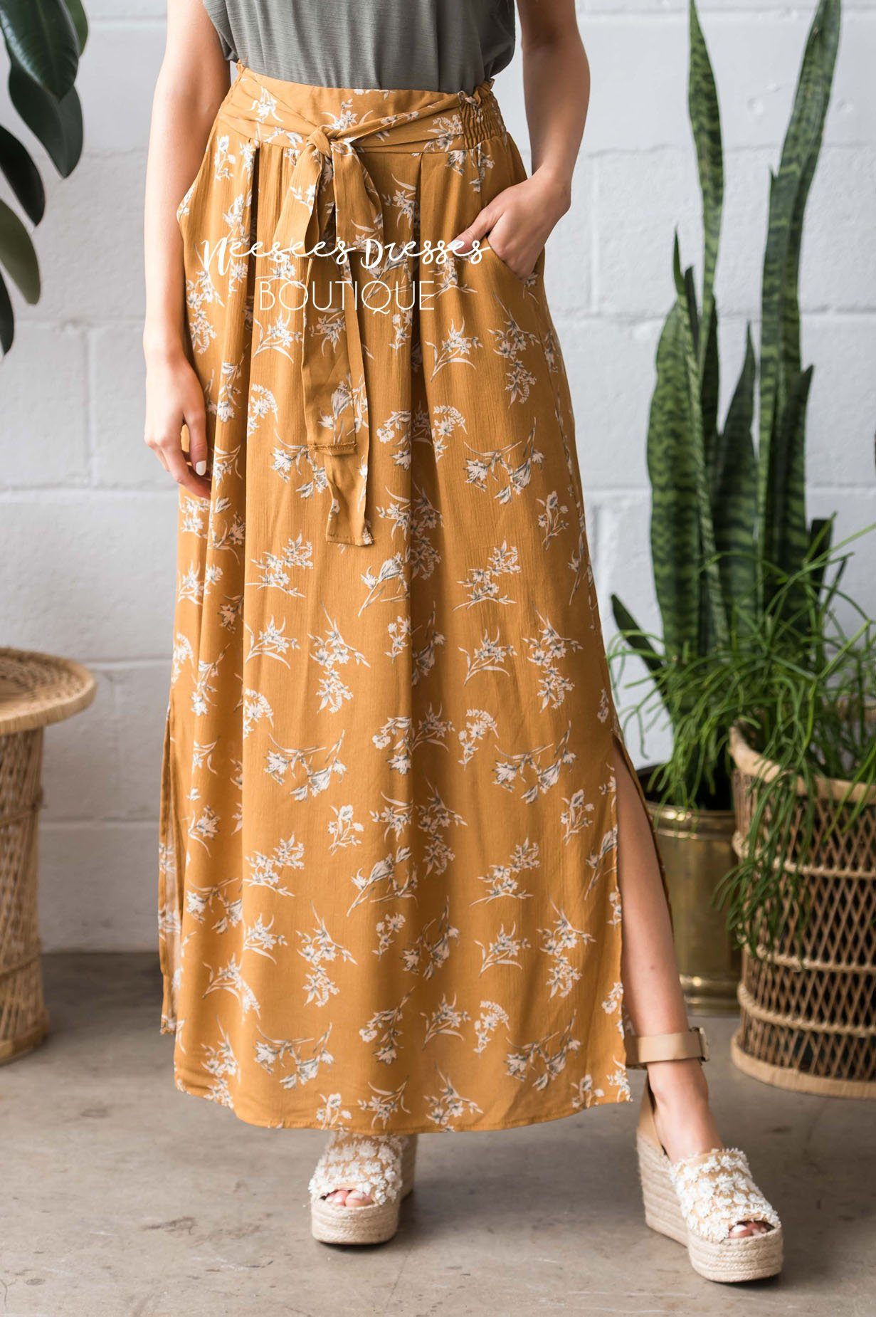 Boho Tie Waist Maxi Skirt Skirts vendor-unknown 
