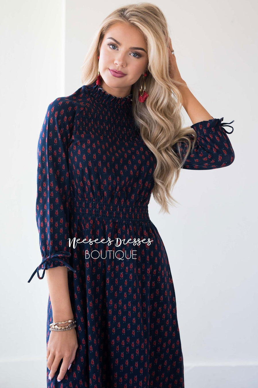 The Claudia Smocked Detail Dress Modest Dresses vendor-unknown 