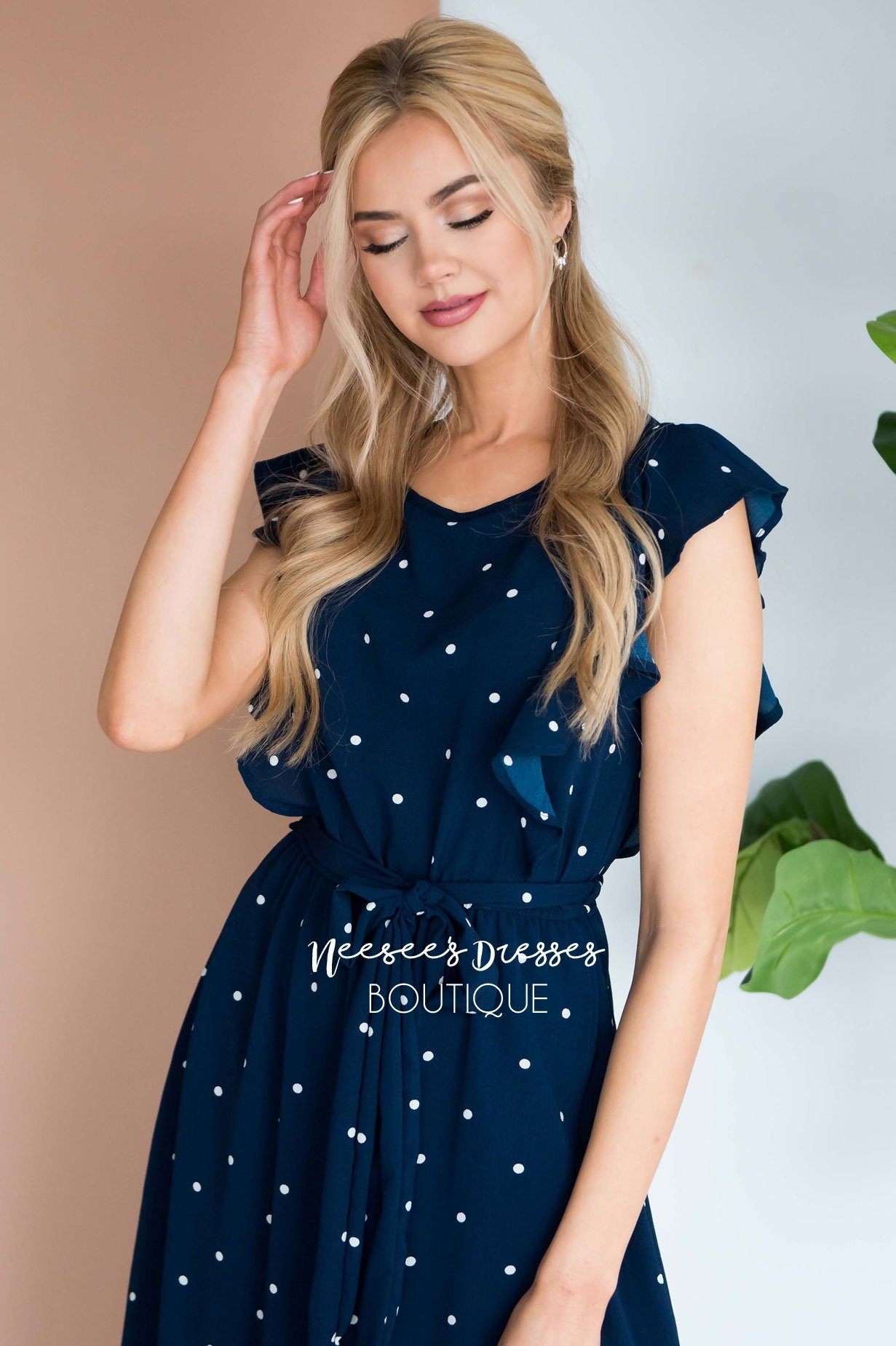 The Kynlei Polka Dotted Dress Modest Dresses vendor-unknown 