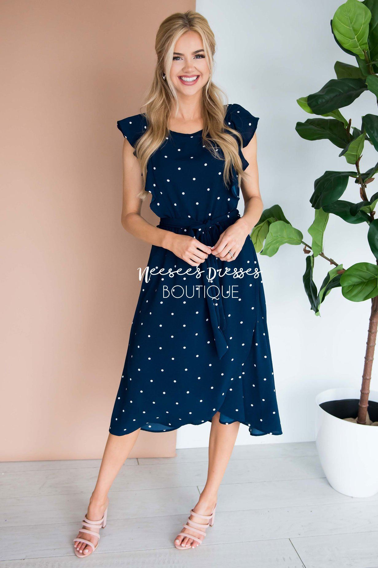 The Kynlei Polka Dotted Dress Modest Dresses vendor-unknown 