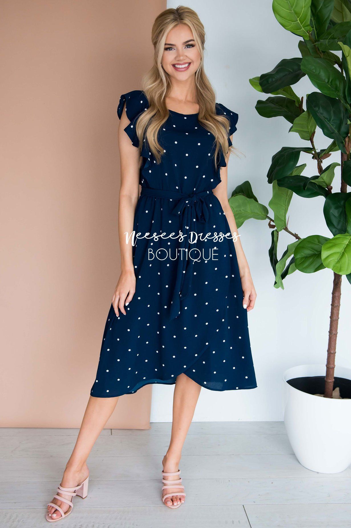The Kynlei Polka Dotted Dress Modest Dresses vendor-unknown 