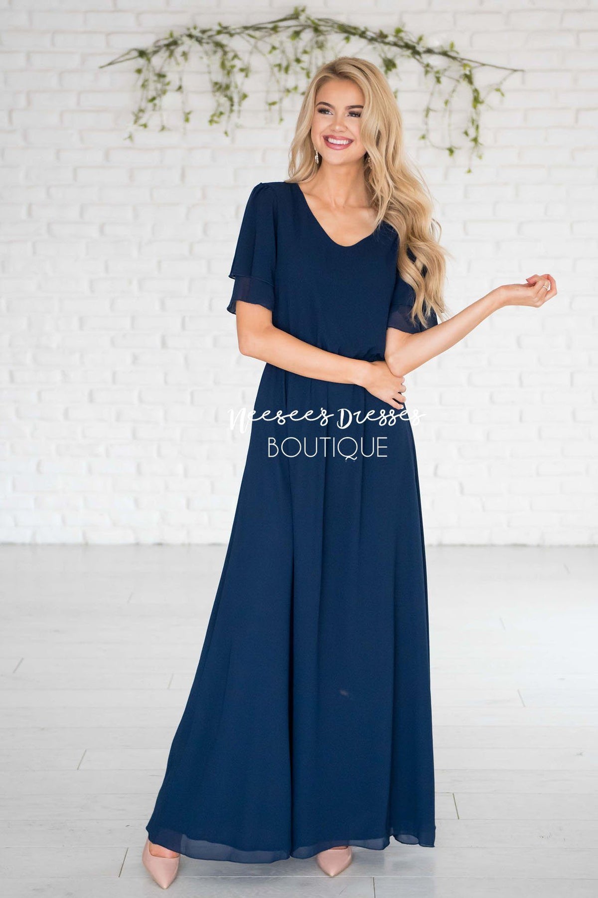Burgundy Chiffon Maxi Dress | Modest Bridesmaids Dresses