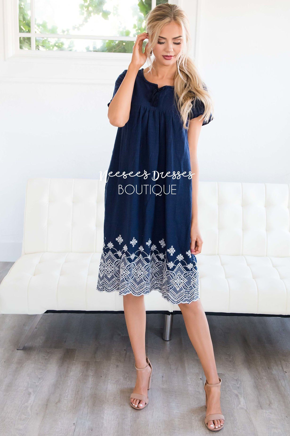 The Sydney Embroidered Dress Modest Dresses vendor-unknown 