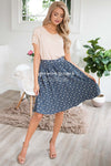 Slate Blue & Cream Textured Aline Skirt Skirts vendor-unknown