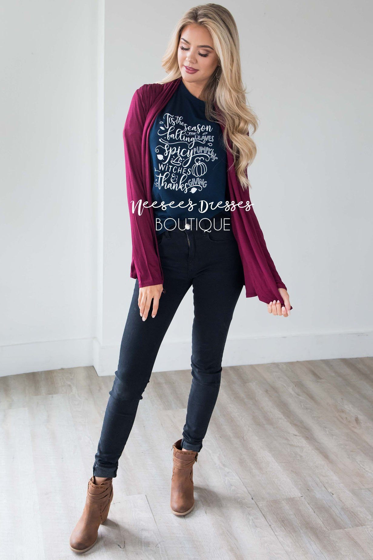 Tis' The Season For Falling Leaves Graphic Tee Tops vendor-unknown 