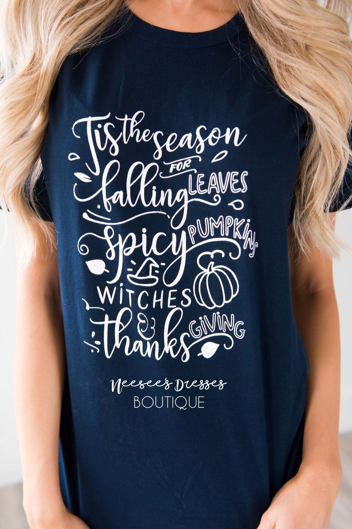 Tis' The Season For Falling Leaves Graphic Tee Tops vendor-unknown 