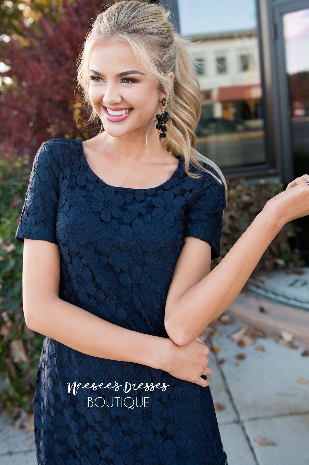 The Kennedy Lace Shift Dress Modest Dresses vendor-unknown 