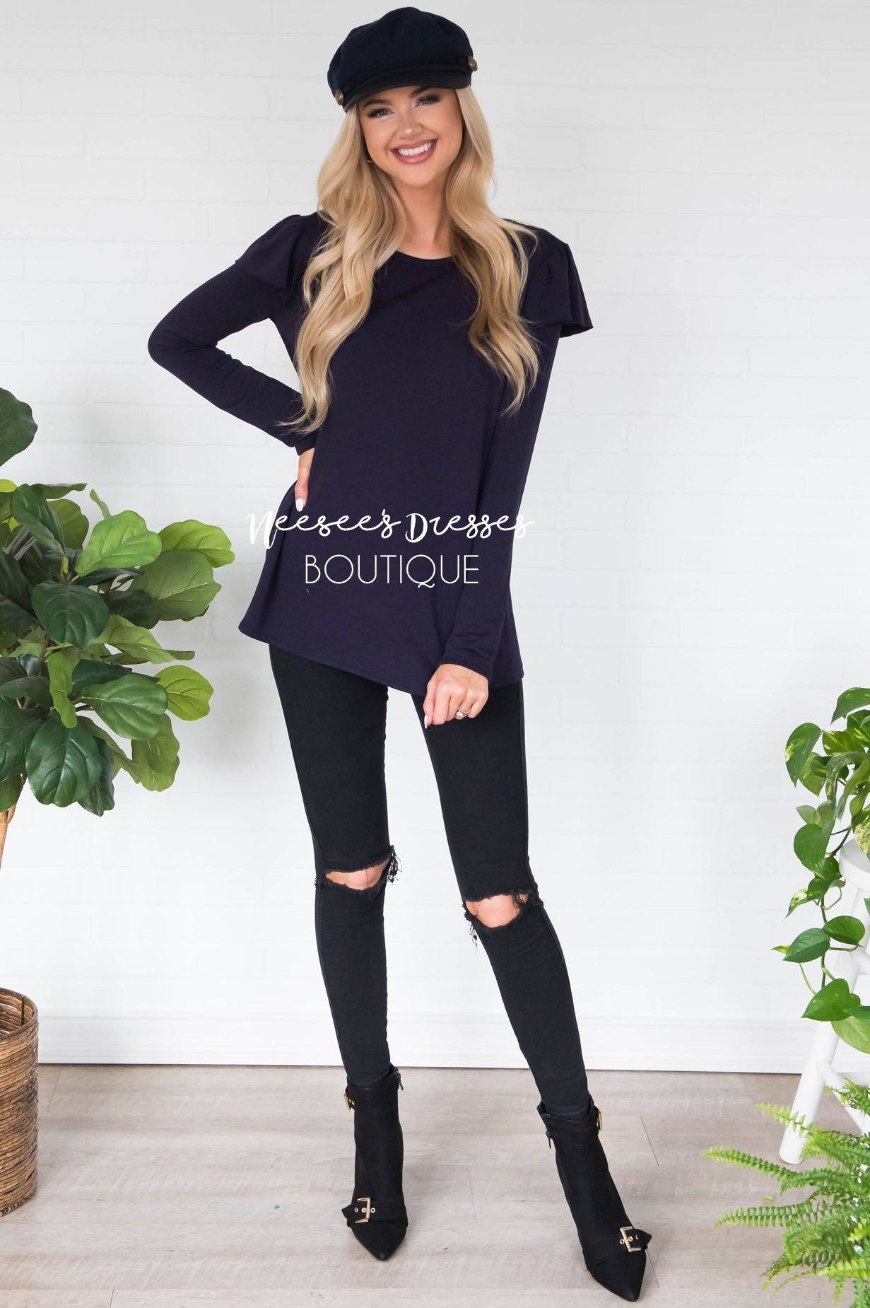 You're So Beautiful Ruffle Sleeve Top Modest Dresses vendor-unknown 