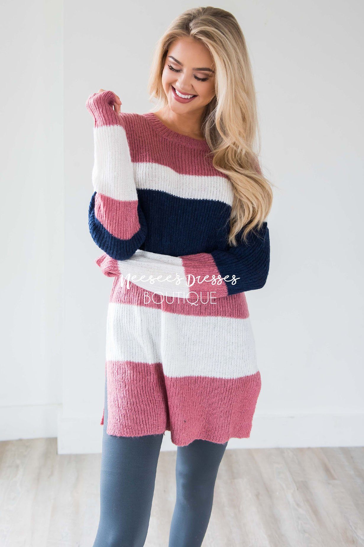 Glowing Fondness Striped Sweater Tops vendor-unknown 