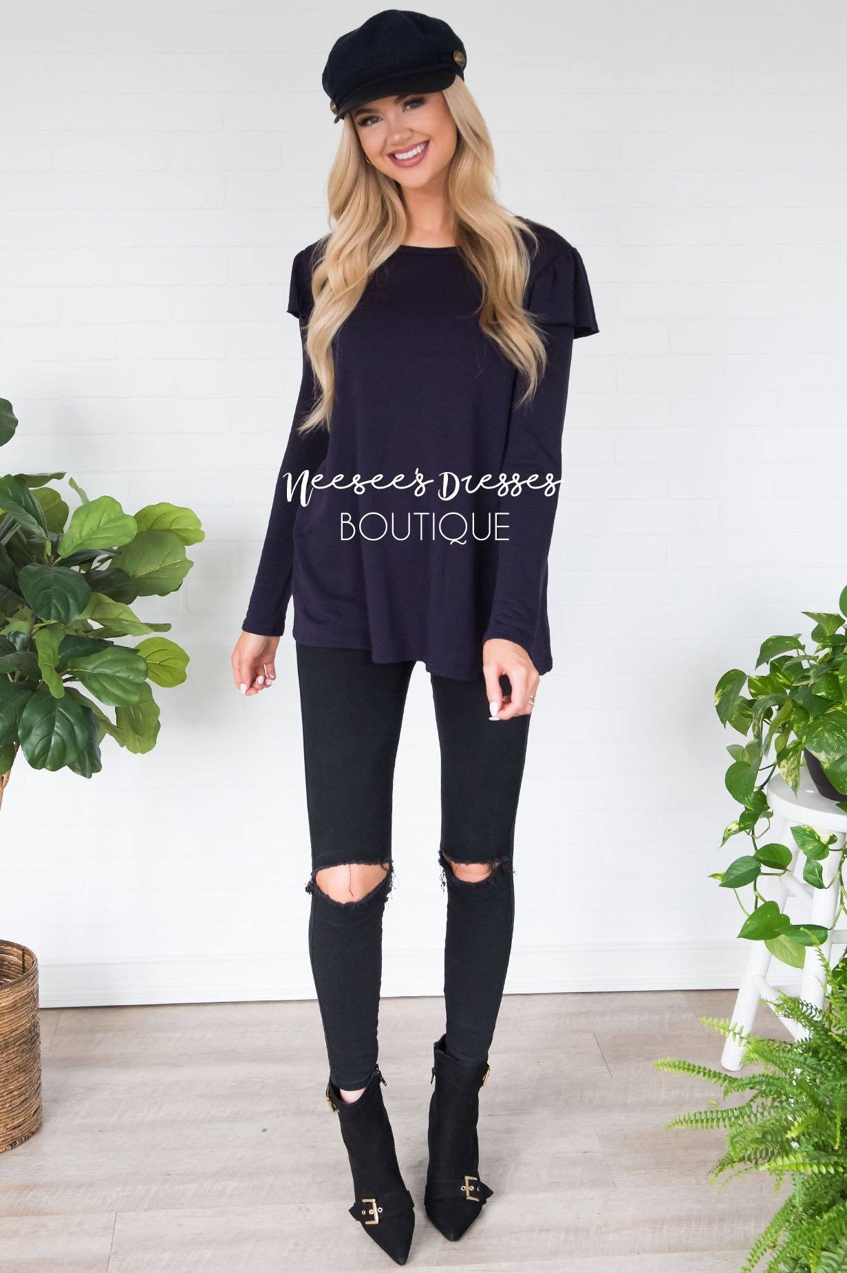 You're So Beautiful Ruffle Sleeve Top Modest Dresses vendor-unknown 