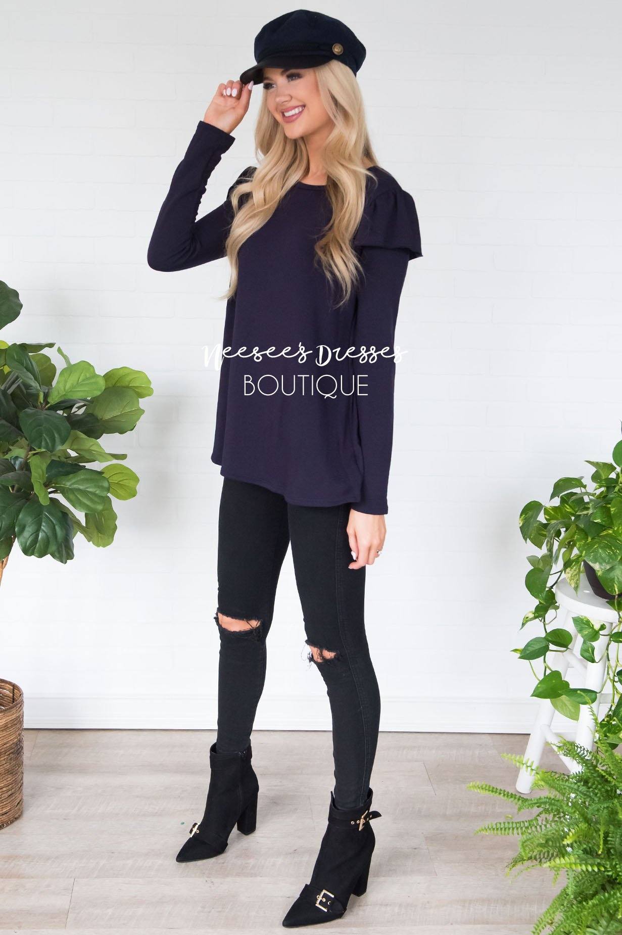 You're So Beautiful Ruffle Sleeve Top Modest Dresses vendor-unknown 