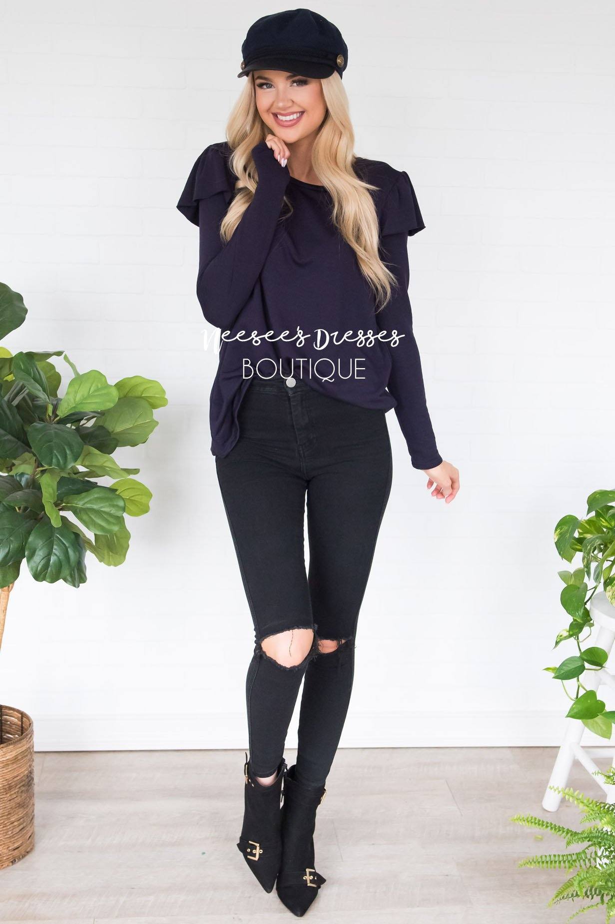 You're So Beautiful Ruffle Sleeve Top Modest Dresses vendor-unknown 